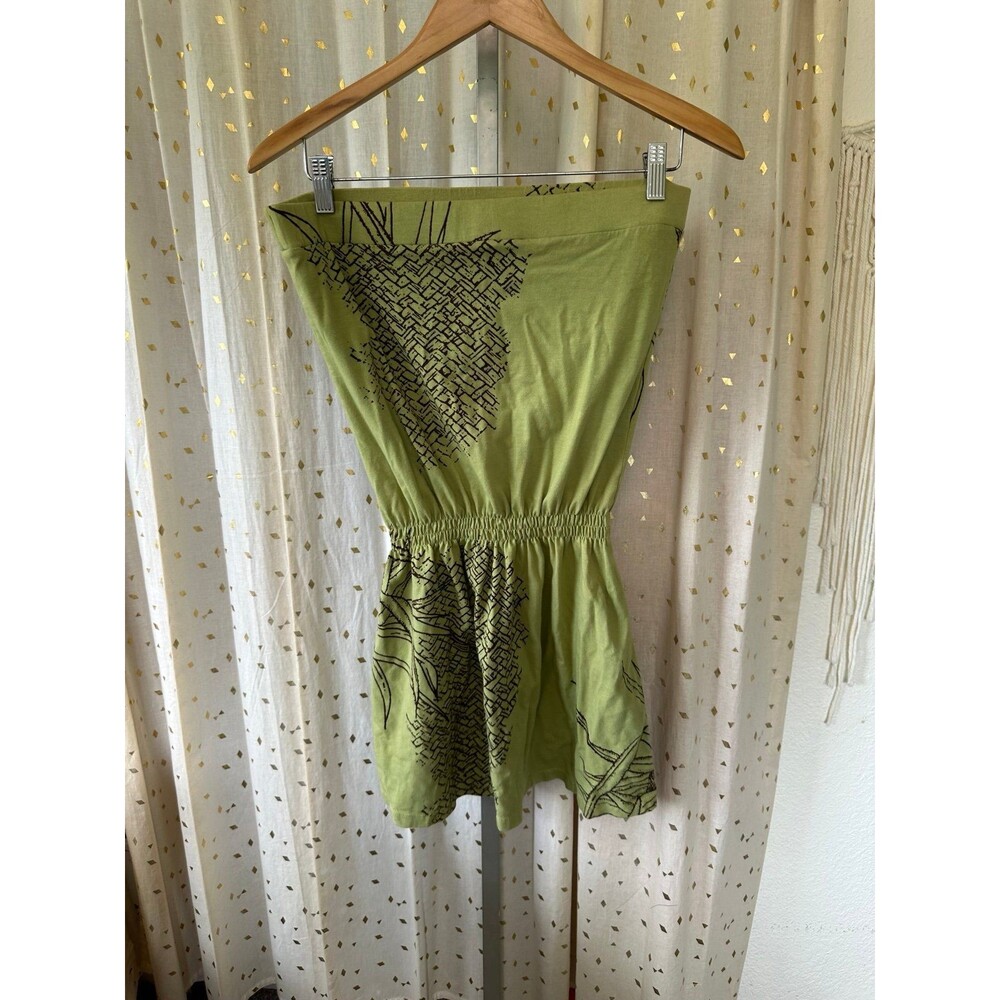 Wahine Toa Designs 100% Cotton Lauhala Strapless Cinched Waist Mini Dress M - Picture 2 of 8